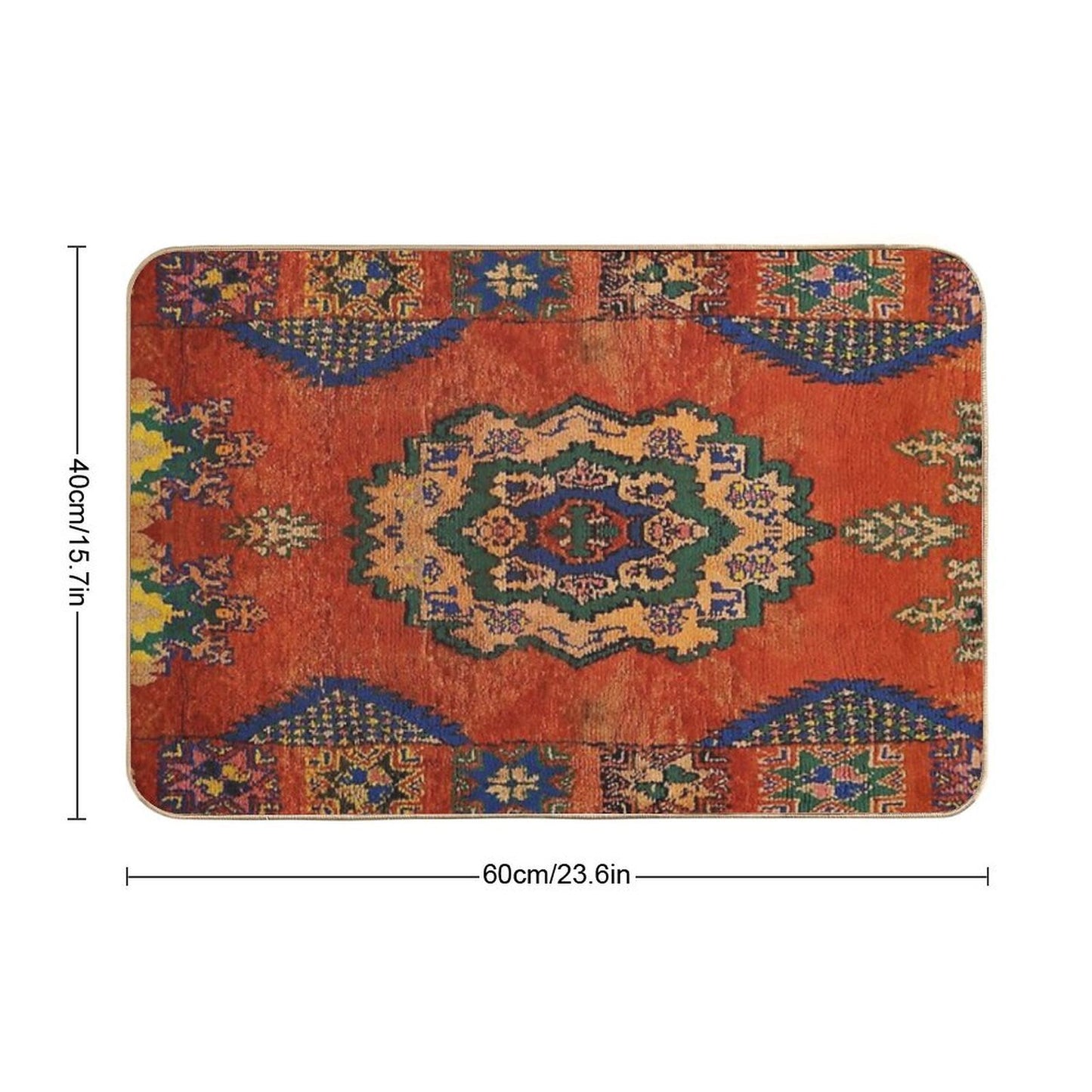 Traditional Vintage Moroccan Berber Artwork Design  Pet-Safe Bath Mat