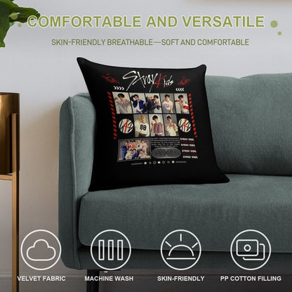 Stray Kids Concert Tour T-shirt Kpop Boy Group Bang Chan Lee Know Changbin Hyunjin Han Felix Seungmin Jeongin Soft Durable Construction Throw Pillow