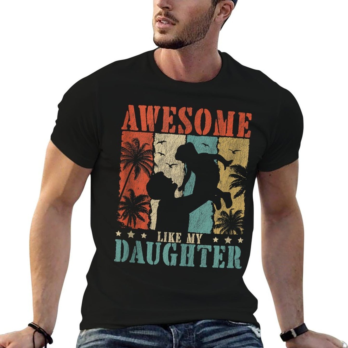 Awesome Like My Daughter Mom Dad Mother's Day Father's Day  Rolled Sleeves T-Shirt