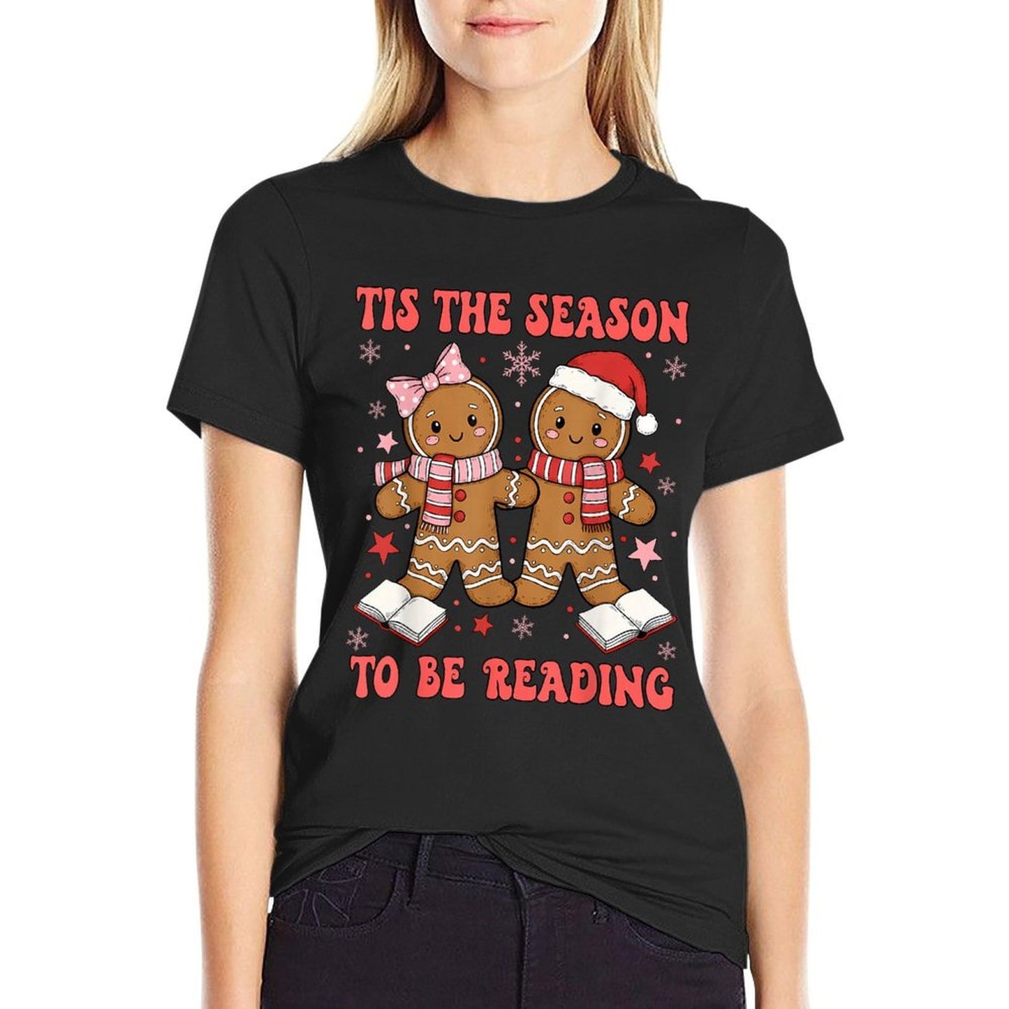 Tis The Season Reading Christmas Book Lovers Teacher  Graphic-printed T-Shirt