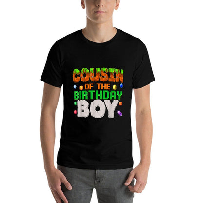 Cousin Of The Birthday Boy Video Gamer Black Boys' Birthday Pixel Number  Tagless Design T-Shirt