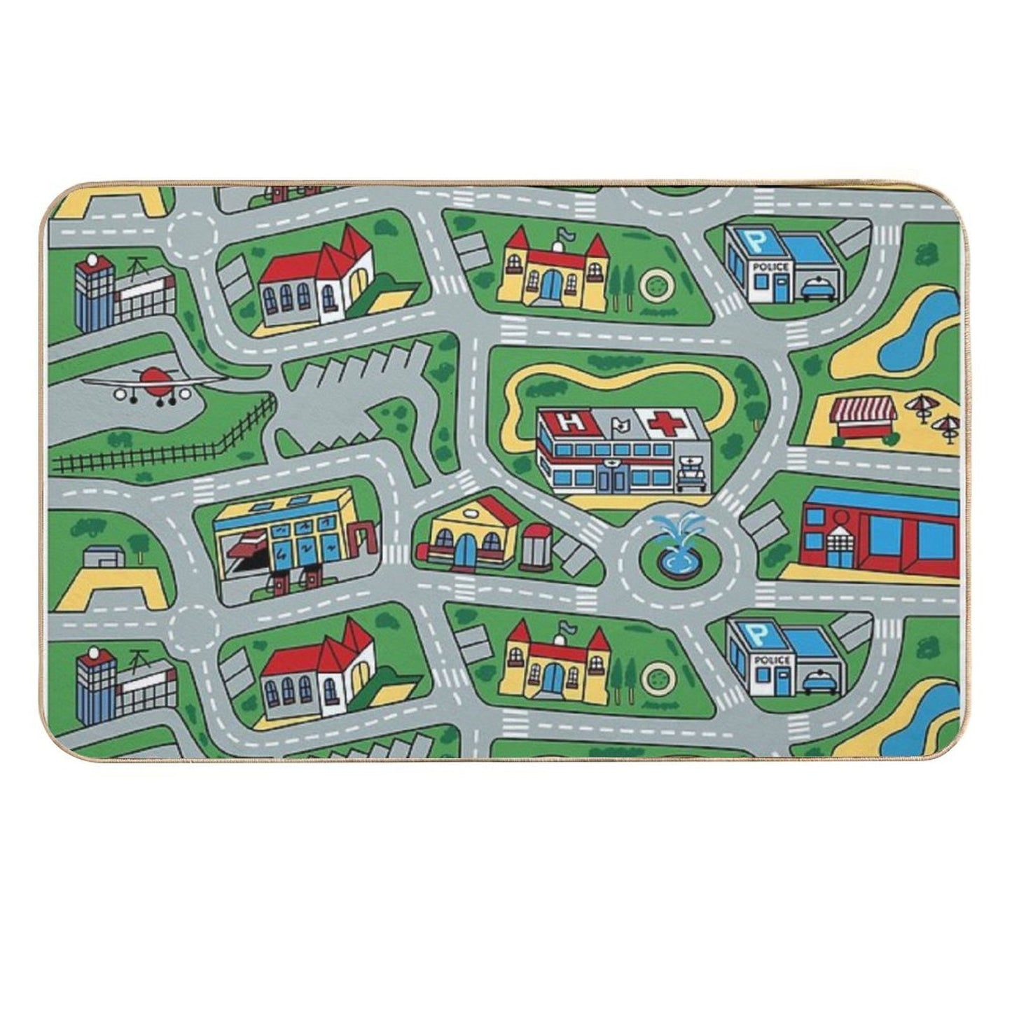 Car City Carpet Road Rug 90s Nostalgic Toy  Slip-Resistant Bath Mat