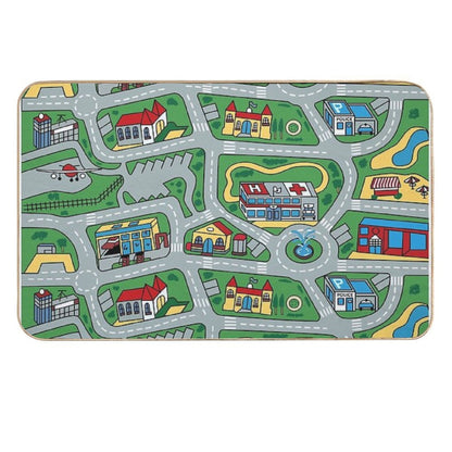 Car City Carpet Road Rug 90s Nostalgic Toy  Slip-Resistant Bath Mat
