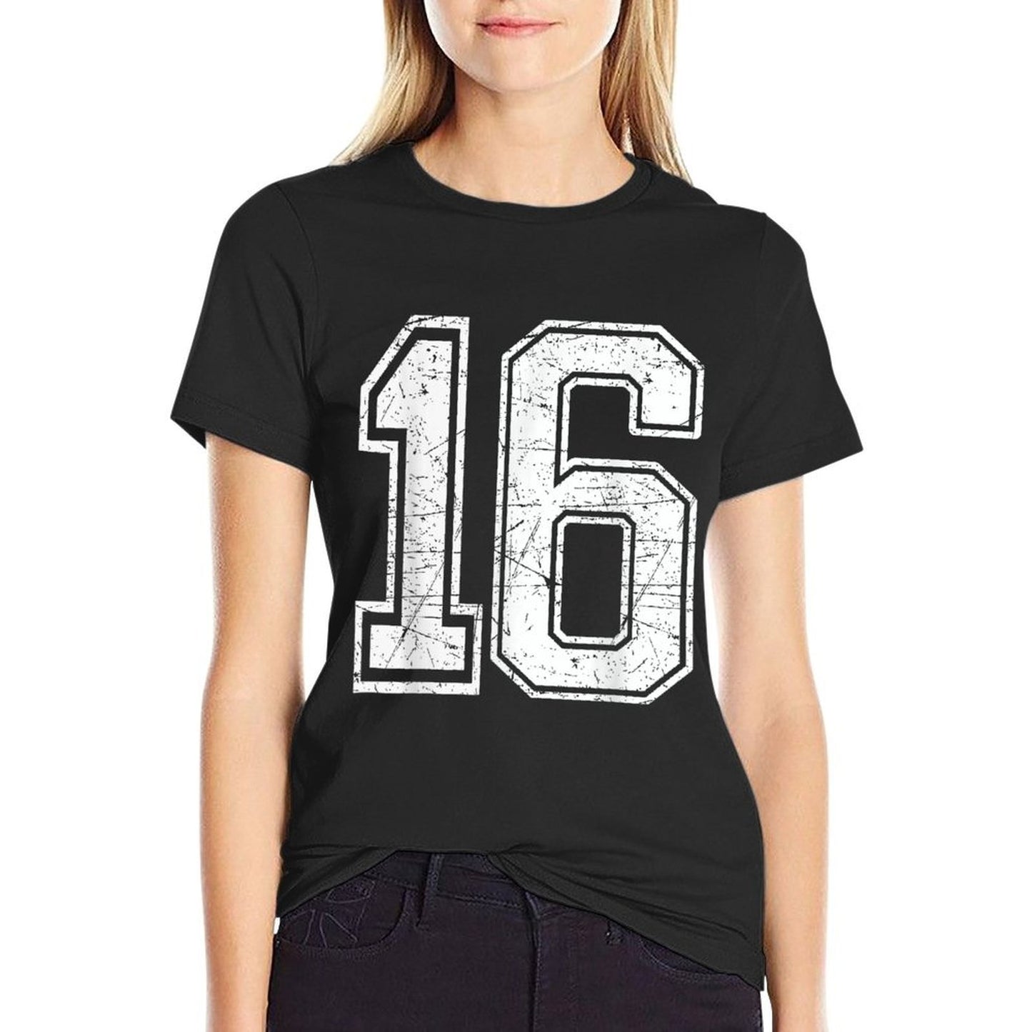 Number 16 Birthday Varsity Sports Team Jersey  Wrinkle-resistant T-Shirt