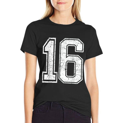 Number 16 Birthday Varsity Sports Team Jersey  Wrinkle-resistant T-Shirt