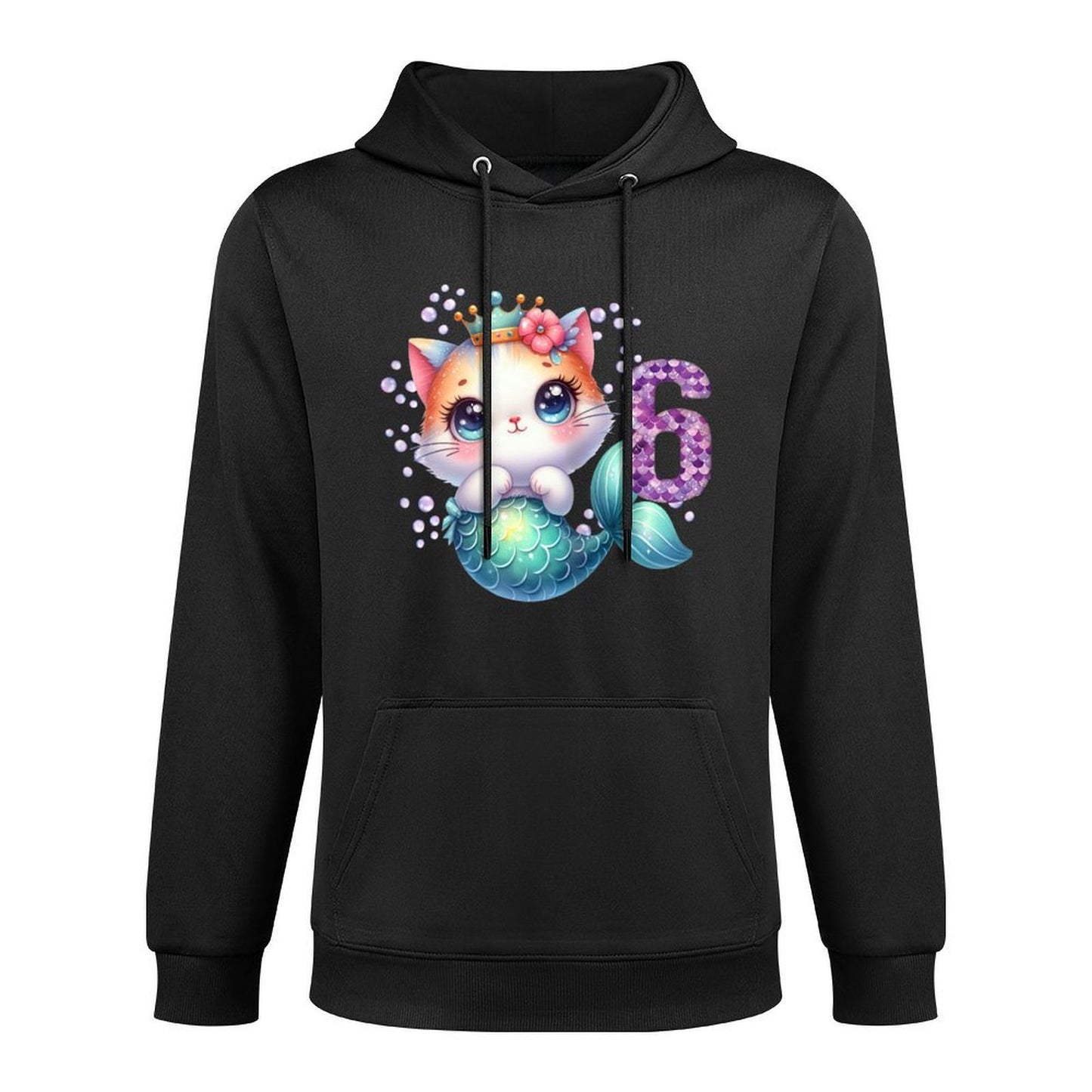 Cat Mermaid 6th Birthday 6 Year Old Party Girls Outfit Durable Construction Hoodie