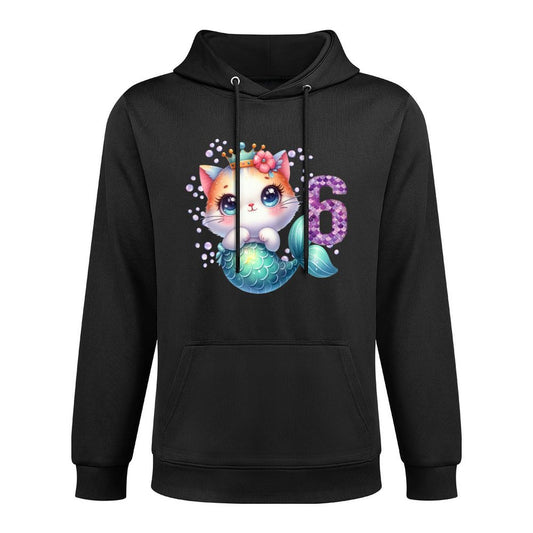 Cat Mermaid 6th Birthday 6 Year Old Party Girls Outfit Durable Construction Hoodie