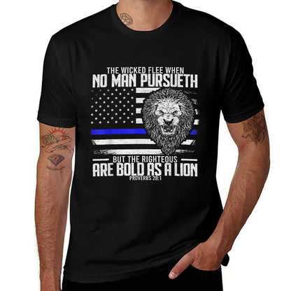 The Wicked Flee When No Man Pursueth Police Thin Blue Line  Affordable Price T-Shirt