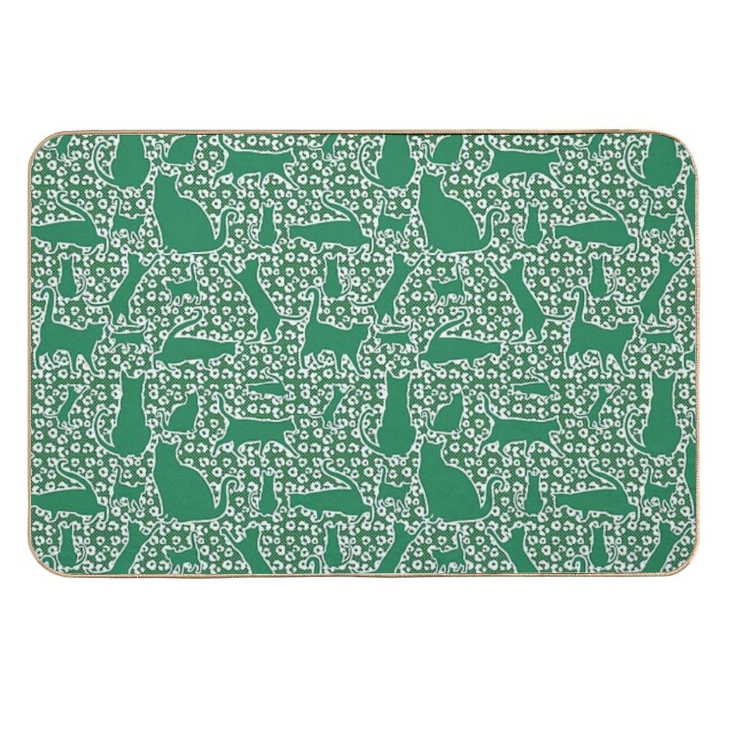 Prowler Print Leopard Cat Sihouettes in White  Easy To Clean Bath Mat