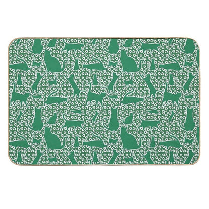 Prowler Print Leopard Cat Sihouettes in White  Easy To Clean Bath Mat