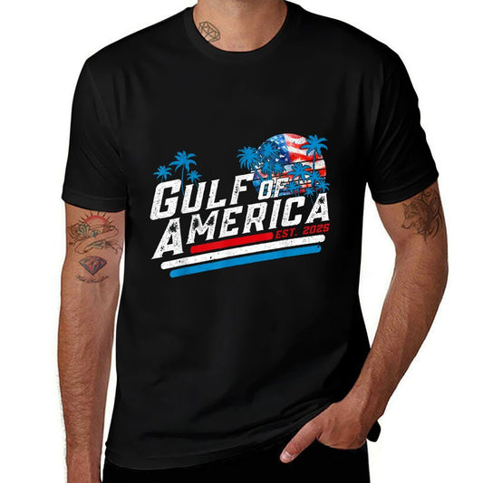 Retro Gulf Of USA America Est 2025 American Gulf Mexico Rolled Sleeves T-Shirt