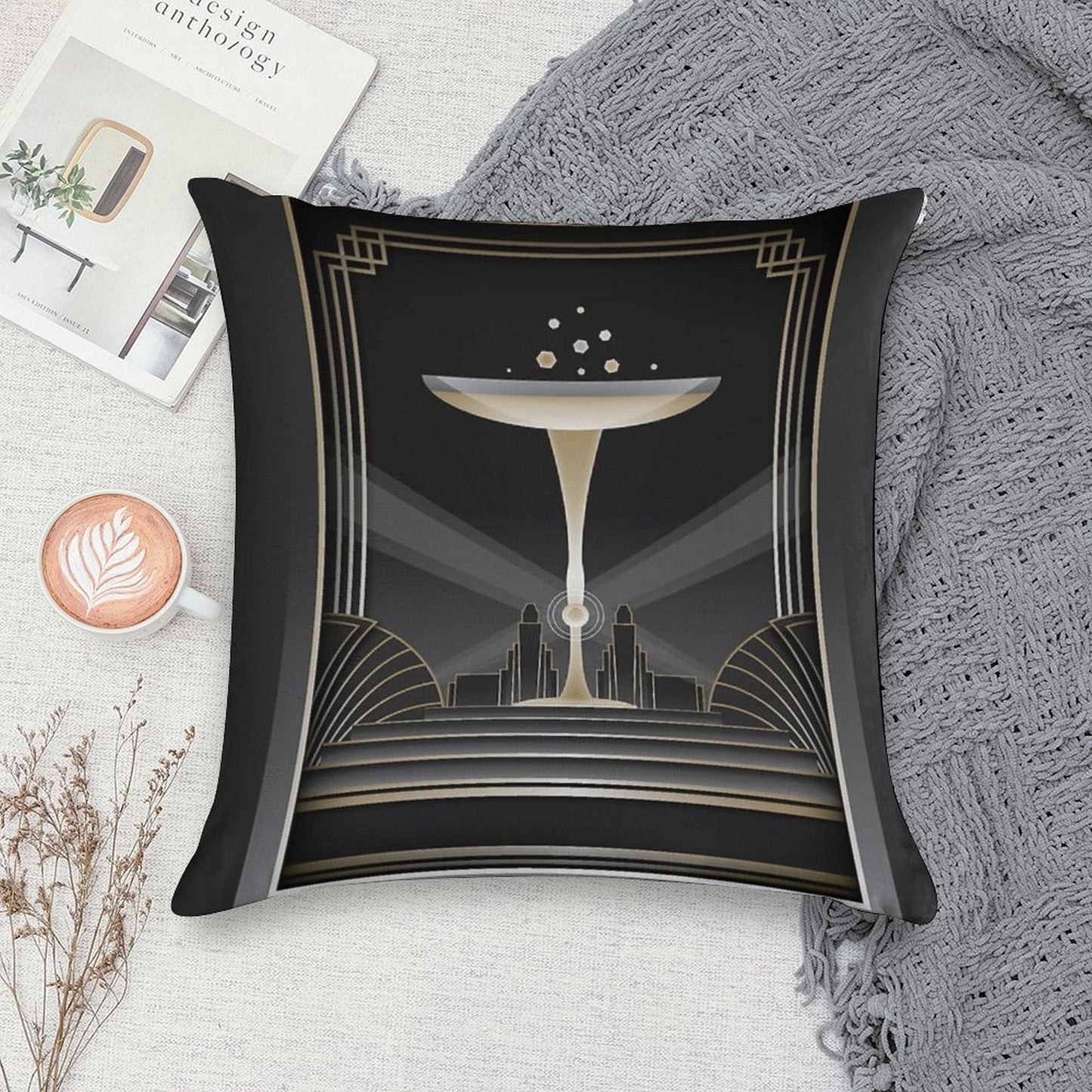 Art Deco Design VI Soft Skin-Friendly Throw Pillow