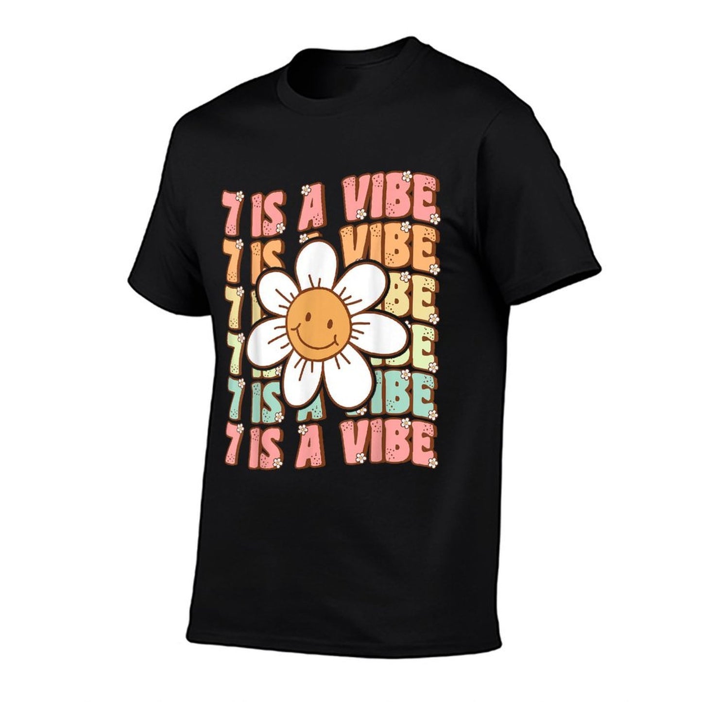 Seven Is A Vibe Cute Groovy 7th Birthday Party Daisy Flower  Moisture-wicking T-Shirt