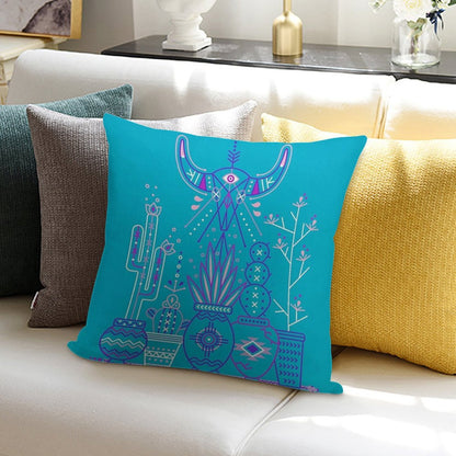 Santa Fe Garden – Blue & Purple Soft Bedroom Essential Throw Pillow