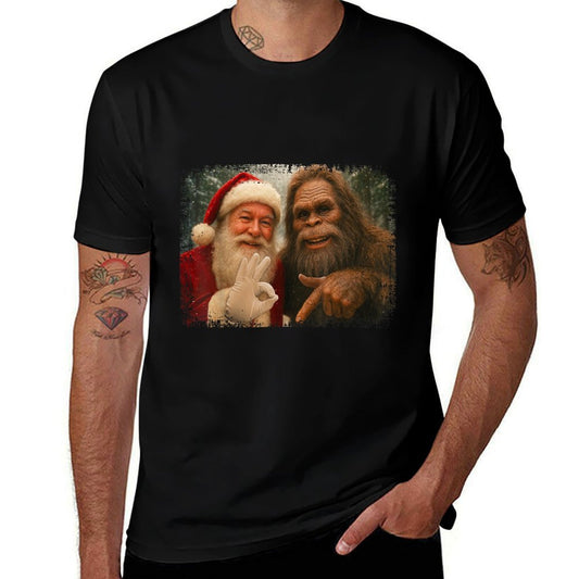 Funny 67 Santa with Bigfoot Six Seven 6 7 Meme Christmas  Cotton T-Shirt