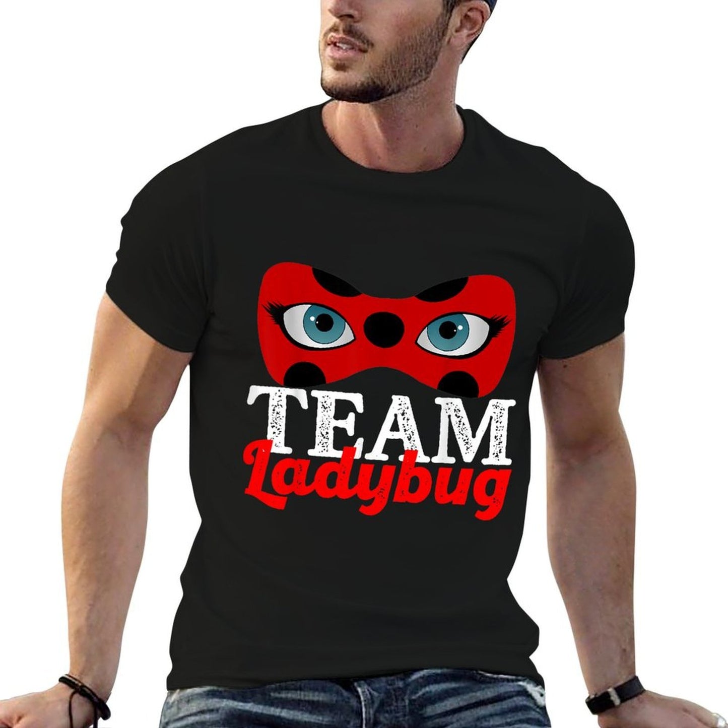 Team Ladybug Funny Costume Mask  Oversized Silhouette T-Shirt