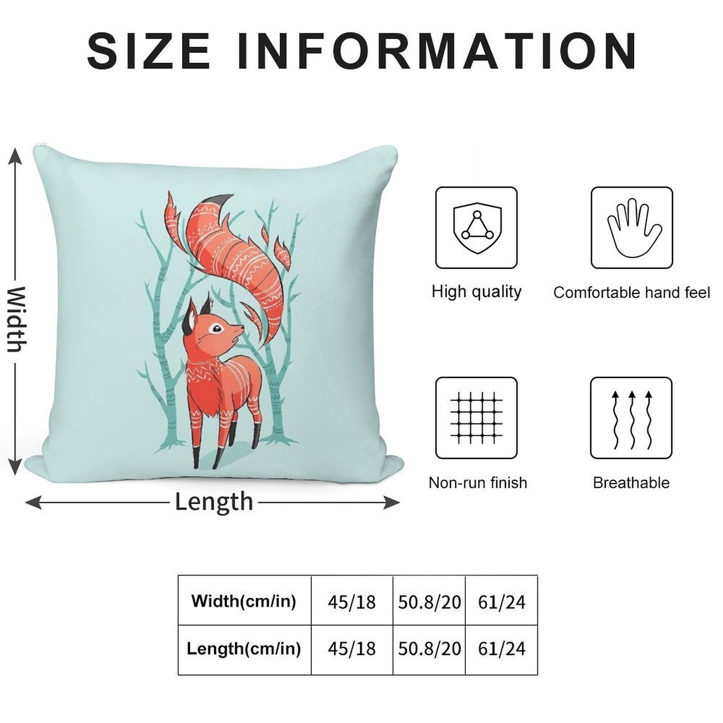 Winter Fox Soft Durable Construction Throw Pillow