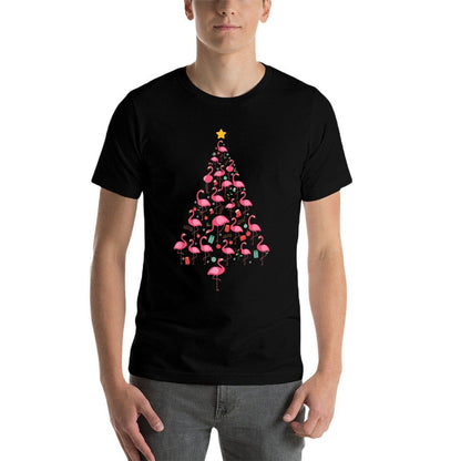 Funny Flamingo Christmas Tree Flamingo Xmas  Cotton T-Shirt