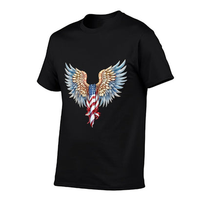 Veterans Day, 4th of July Patriotic Wings Angel Usa Flag  Durable T-Shirt