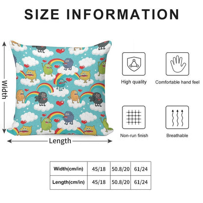 Monsters Rainbow Soft Home Decor Throw Pillow