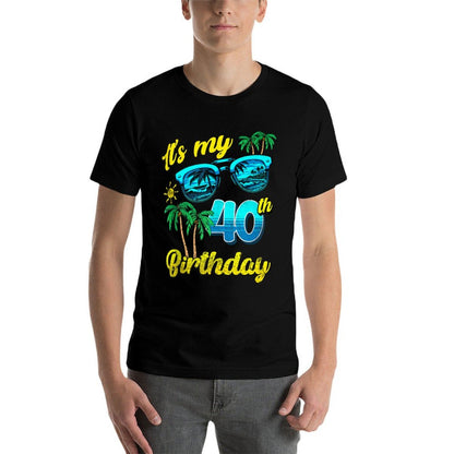 It's My 40th Birthday Tropical Beach Summer 40 Years Old  Slim-fit Cut T-Shirt
