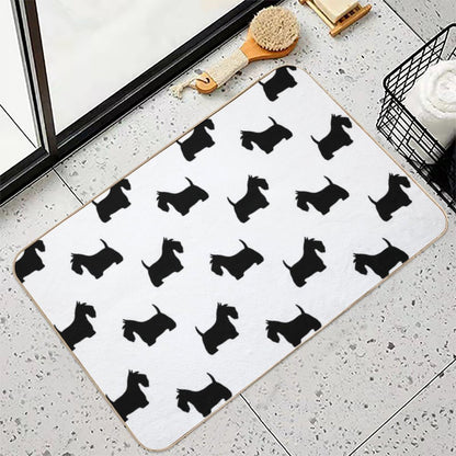 Scottish Terrier Silhouette(s) Black Scottie Dog  Absorbent Bath Mat