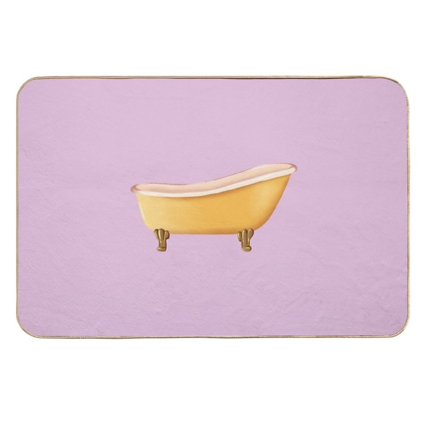 Vintage Yellow Bathtub  Repositionable Bath Mat
