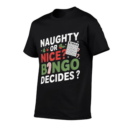 Naughty Or Nice Bingo Decides Funny Bingo Christmas  Oversized Silhouette T-Shirt