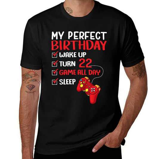 22nd Perfect Birthday Gamer Gaming 22 Years Old Gift Boys  Relaxed-fit T-Shirt