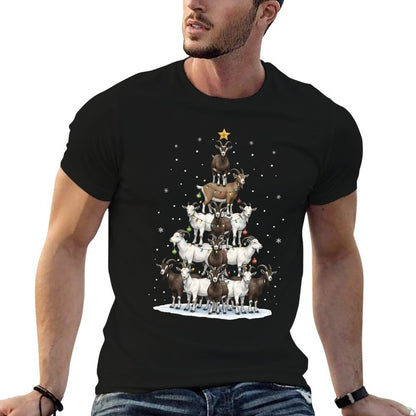 Funny Goat Christmas Tree Farm Animal  Heathered Texture T-Shirt