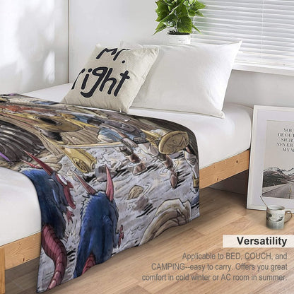 Crono, Robo, And Frog Traverse A Dark Cavern Filled With Monsters Chrono Trigger Gift-ready Throw Blanket