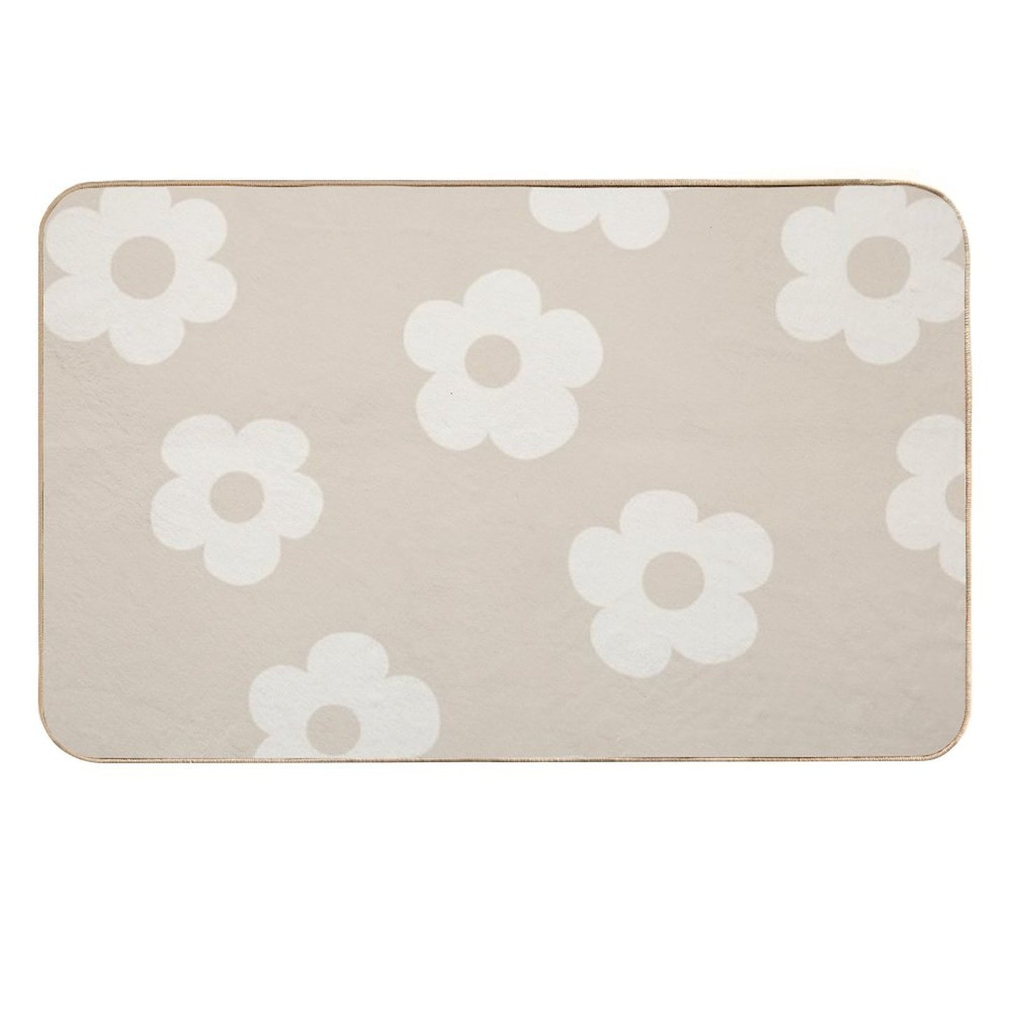 Chunky Retro Flowers - Sand  Multi-Purpose Bath Mat