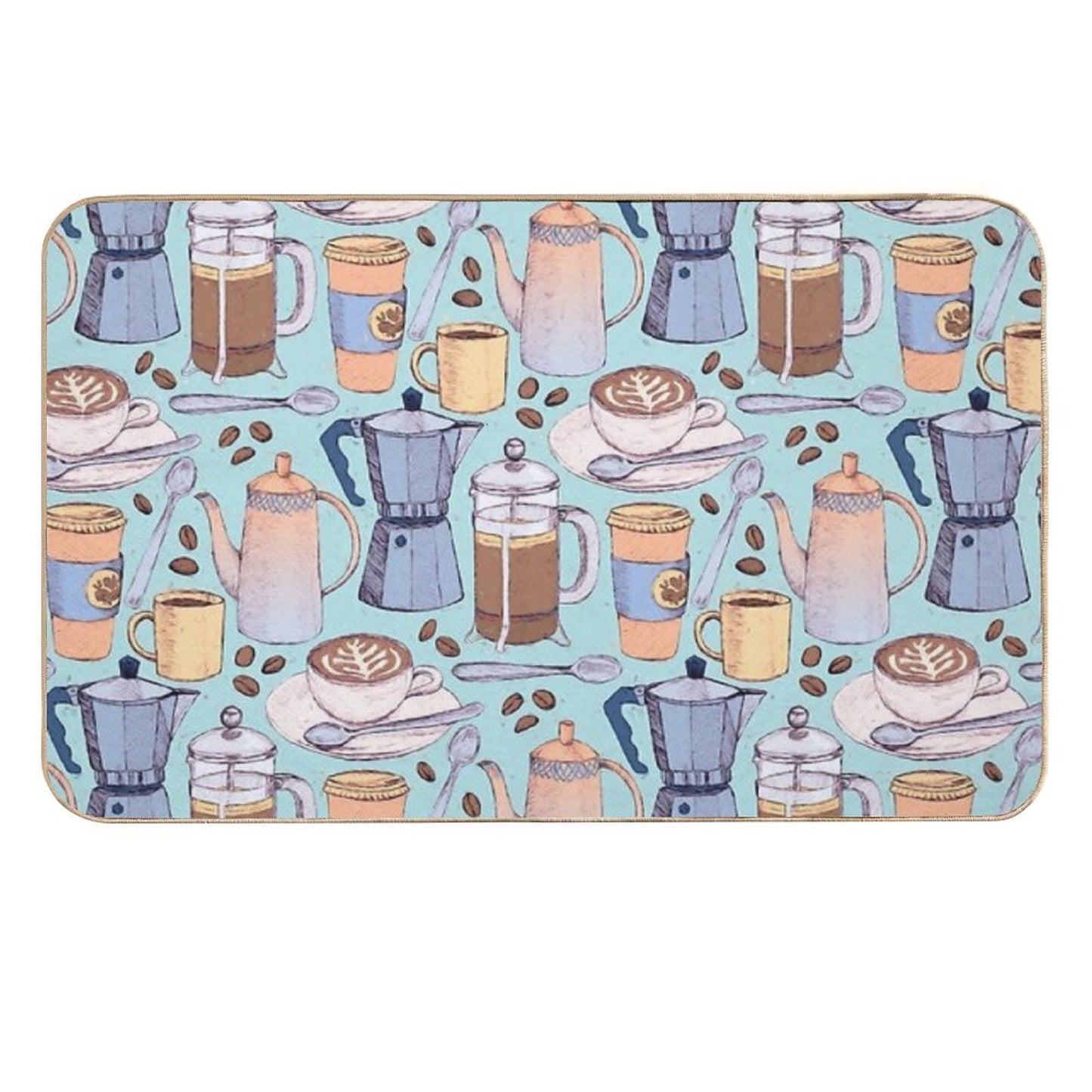 Coffee Love on Blue  Eco-Friendly Bath Mat