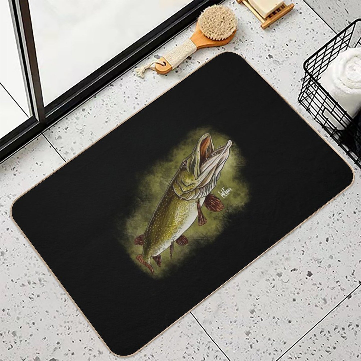 Open Mouth Pike  Fade-Resistant Bath Mat