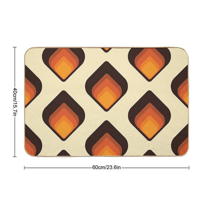 Mid-Century Modern Orange And Brown Tear Drop  Absorbent Bath Mat