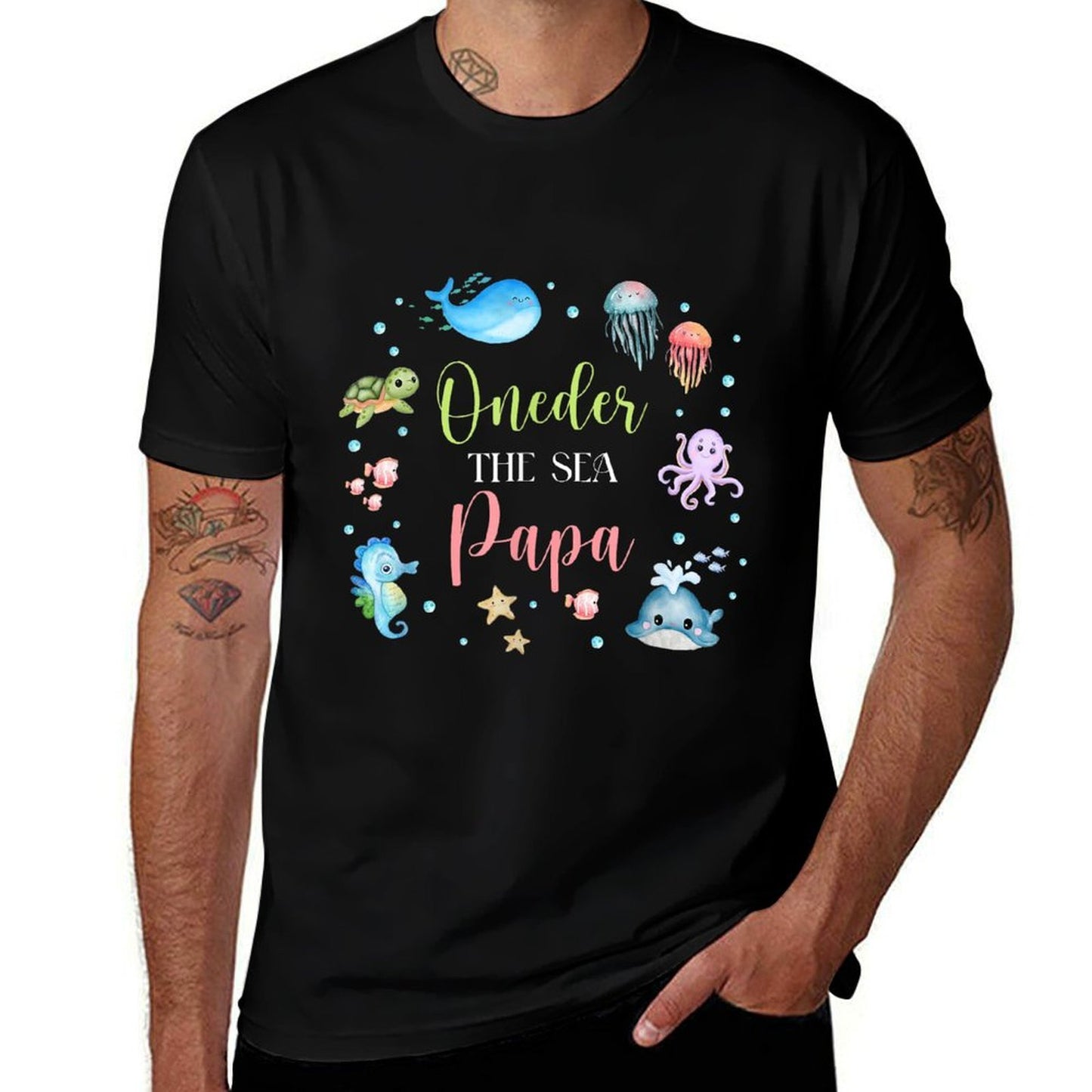 Papa Under Sea Birthday Party Ocean Sea Animals Themed  Moisture-wicking T-Shirt