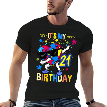 Its My 21st Birthday Dabbing Autism Puzzle  Odor-resistant T-Shirt