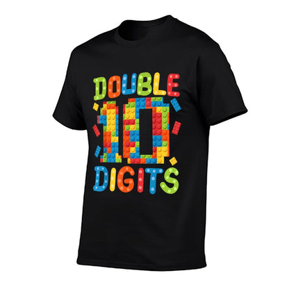 10th Birthday Double Digits Building Blocks 10 Years Old Kid  Stretchy T-Shirt