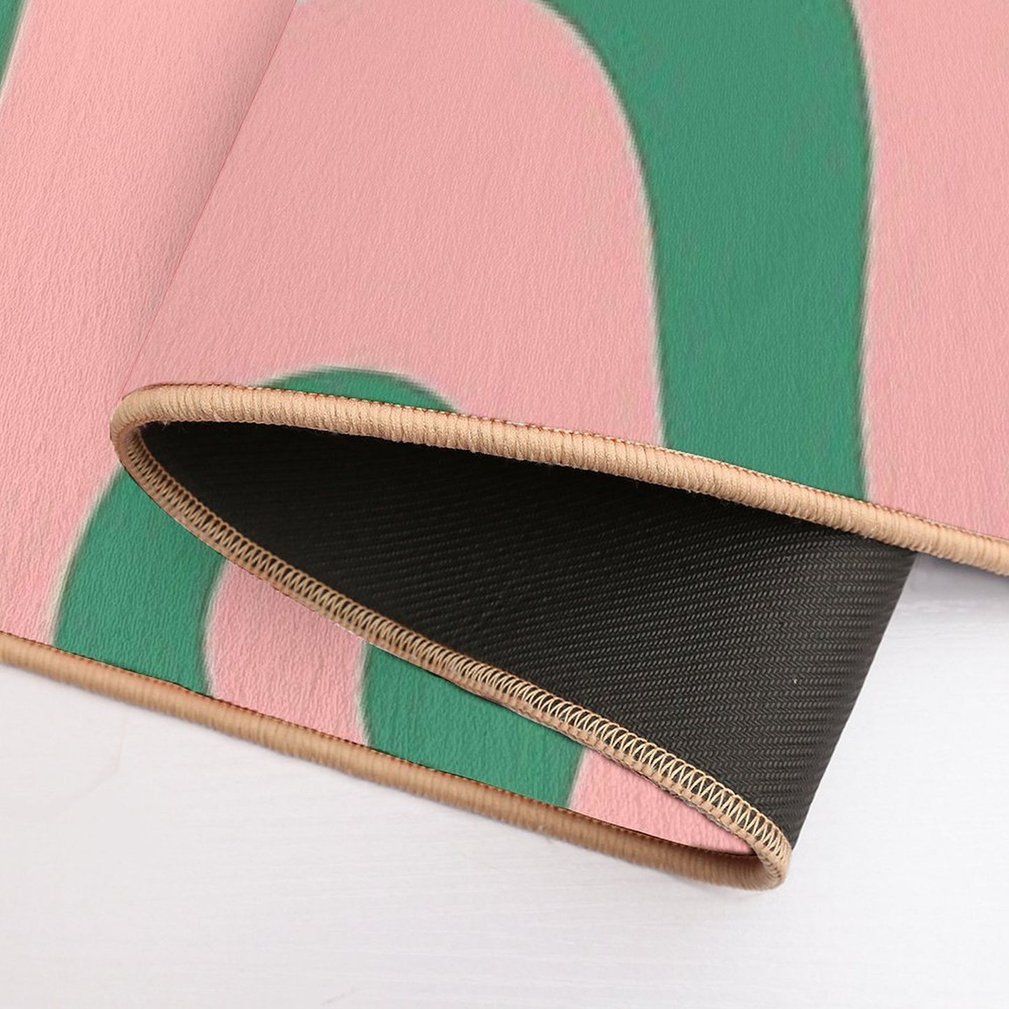 Liquid Swirl Contemporary Abstract Pattern in Pink And Green  Odorless Bath Mat