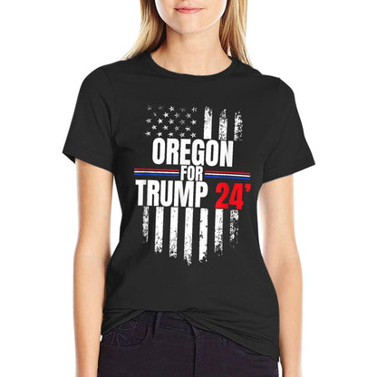 Oregon For Trump 2024 American Flag  Versatile T-Shirt