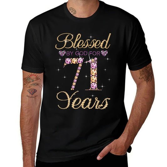 Blessed By God For 71 Years Funny 71st Birthday Women  Eco-friendly Material T-Shirt