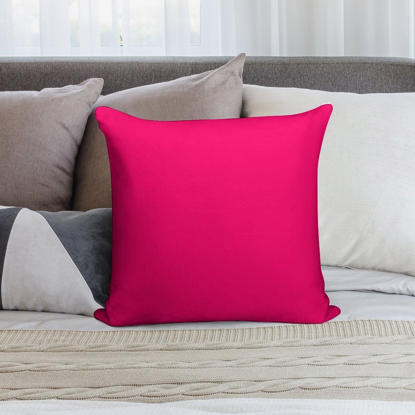 Super Bright Fluorescent Pink Neon Soft Washable Throw Pillow