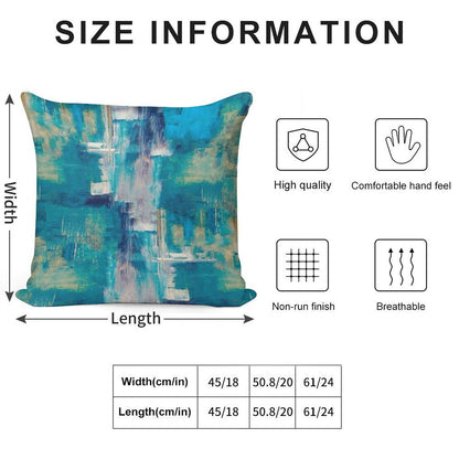 Teal And Gold, Blue Abstract Paint Modern Soft Ultra-Soft Texture Throw Pillow