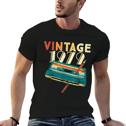 Vintage 1979 Music Cassette 46th Birthday Gifts 46 Years Old  Wrinkle-resistant T-Shirt