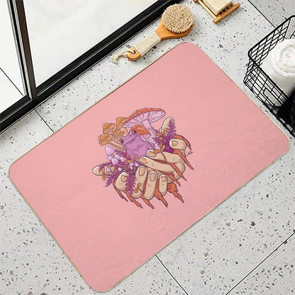 Sapphic Toadstool Frog Handful  Stain-Proof Bath Mat