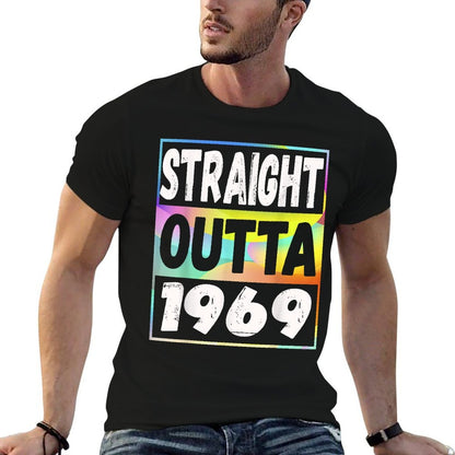 Straight Outta 1969 50th Birthday Gift  Ribbed Collar T-Shirt