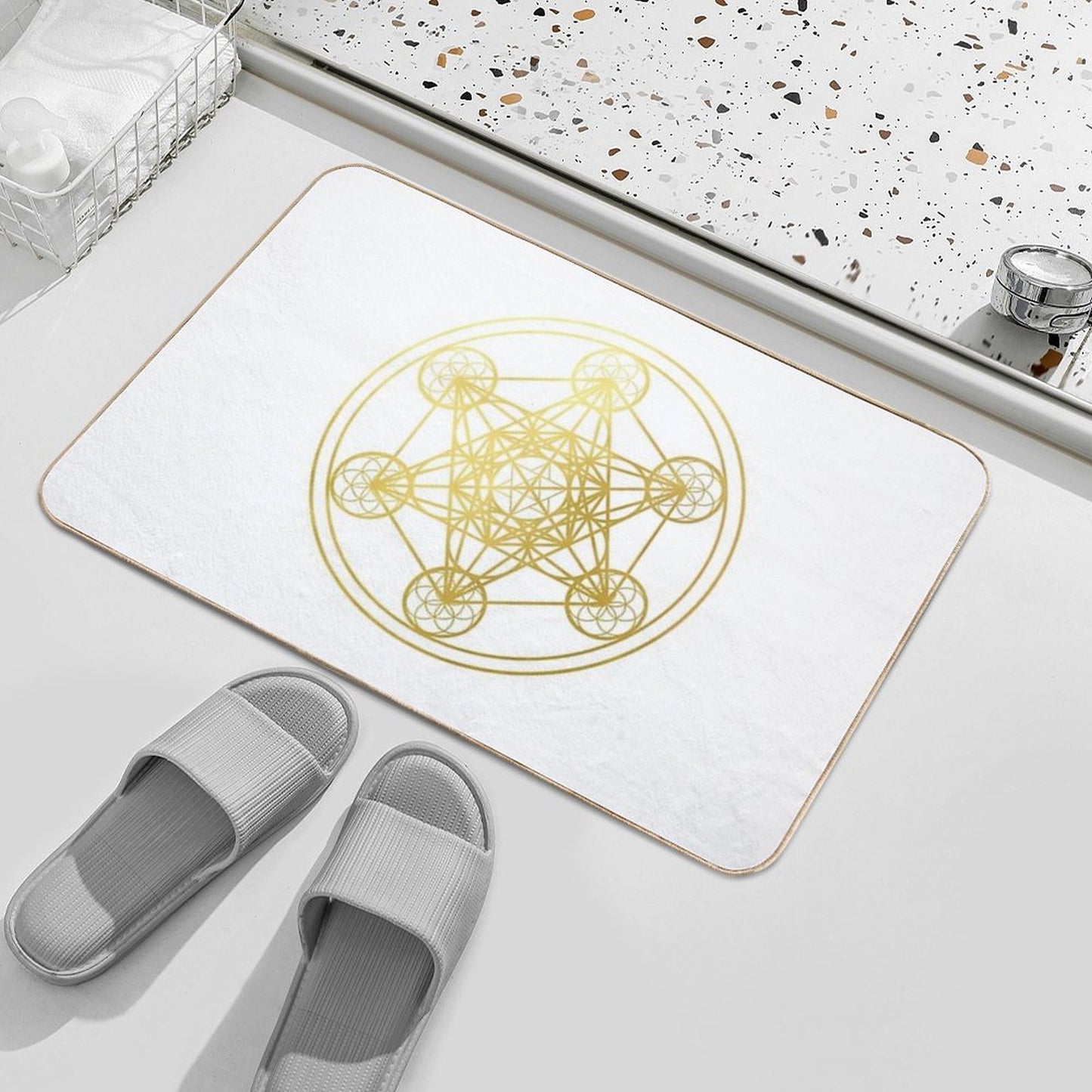 Metatron Cube Sacred Geometry Mandala Healing Protection Amulet  Slip-Resistant Bath Mat