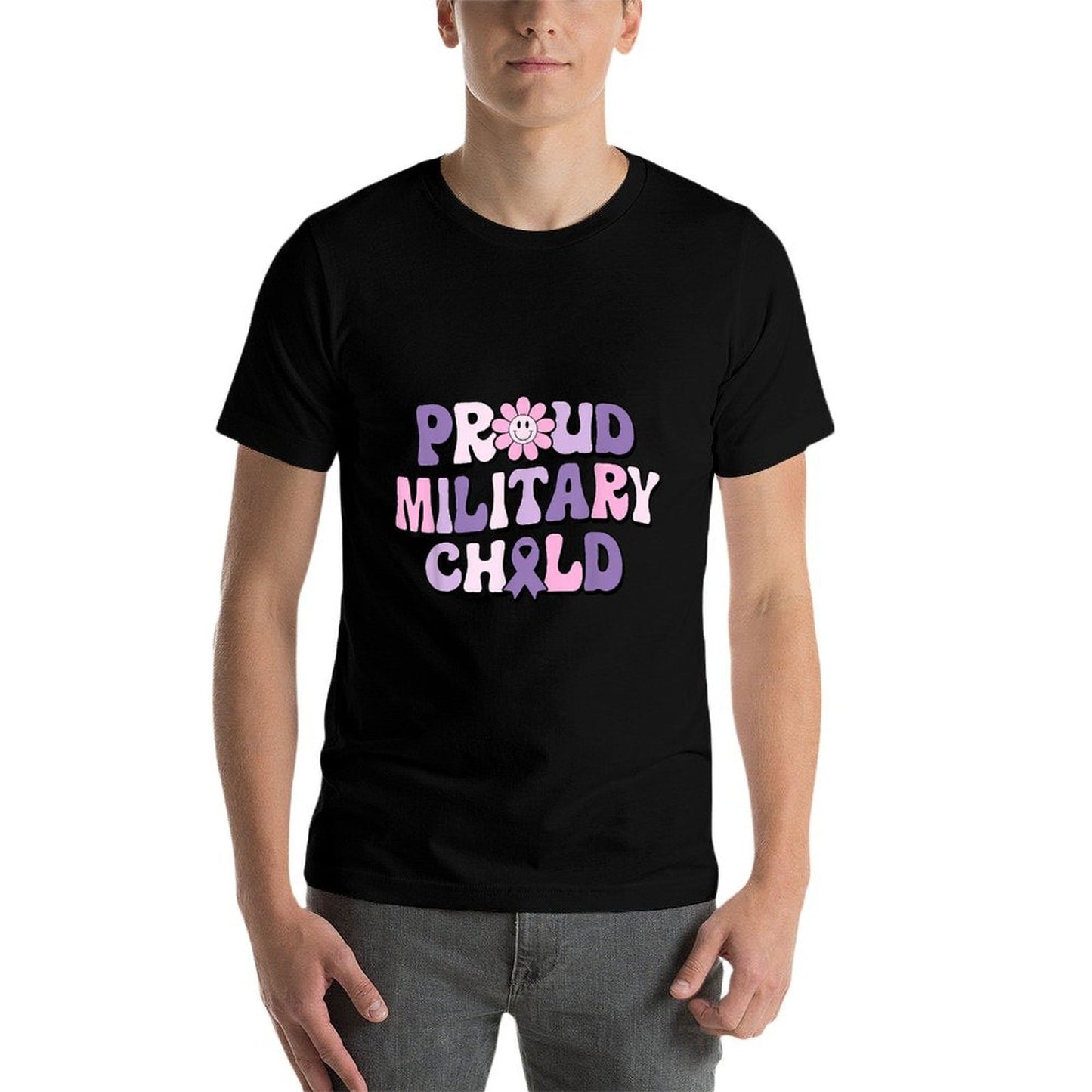 Proud Military Child Groovy Purple Up for Military Kids  Breathable T-Shirt