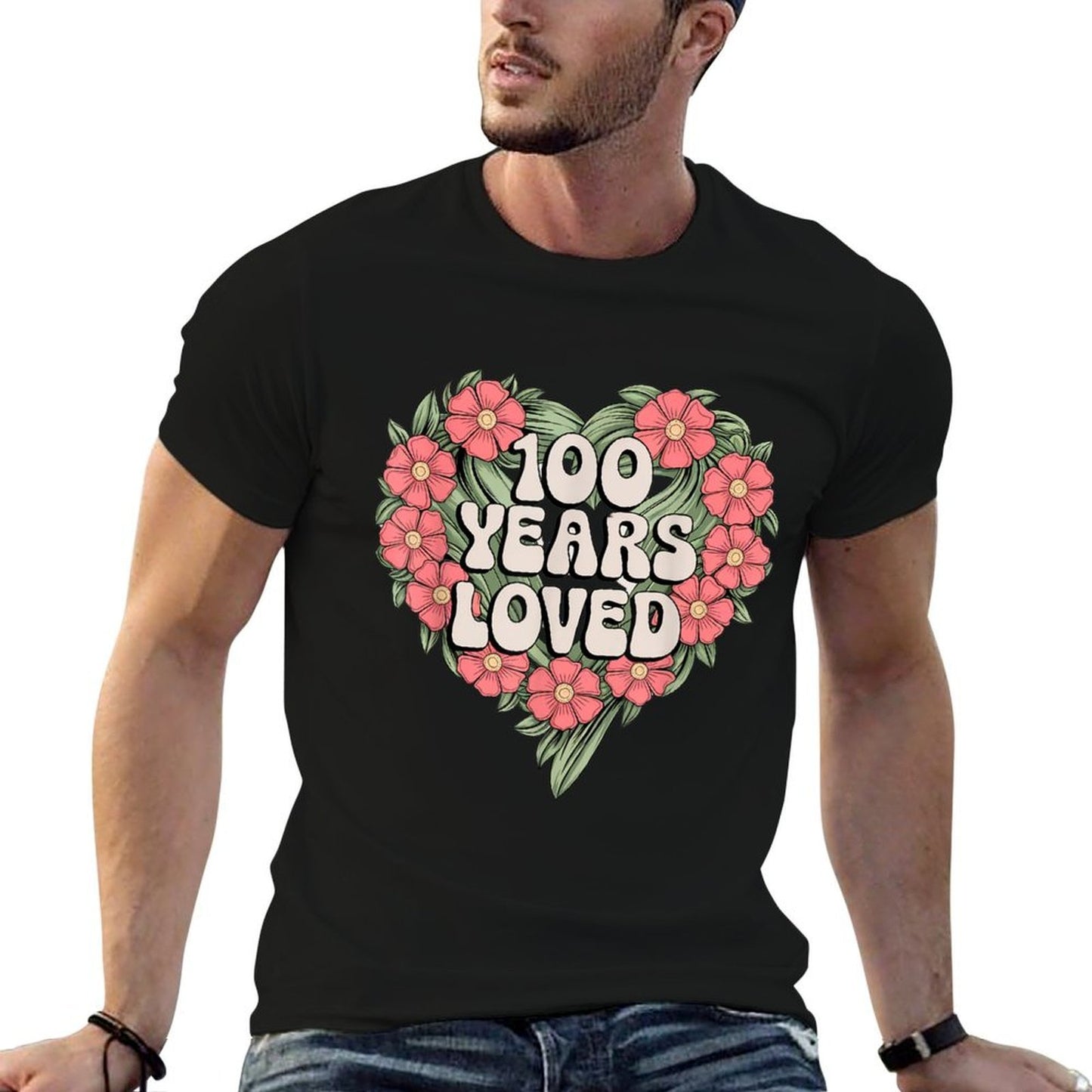 Floral 100 Years Old Years Loved 100th Birthday Womens Mens  Quick-drying T-Shirt