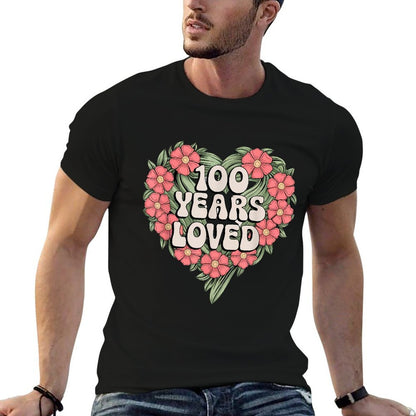 Floral 100 Years Old Years Loved 100th Birthday Womens Mens  Quick-drying T-Shirt